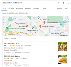 local search results in Google